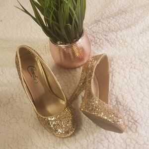Gold Glitter Heels